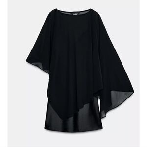 ZARA SHORT SATIN EFFECT CAPE DRESS